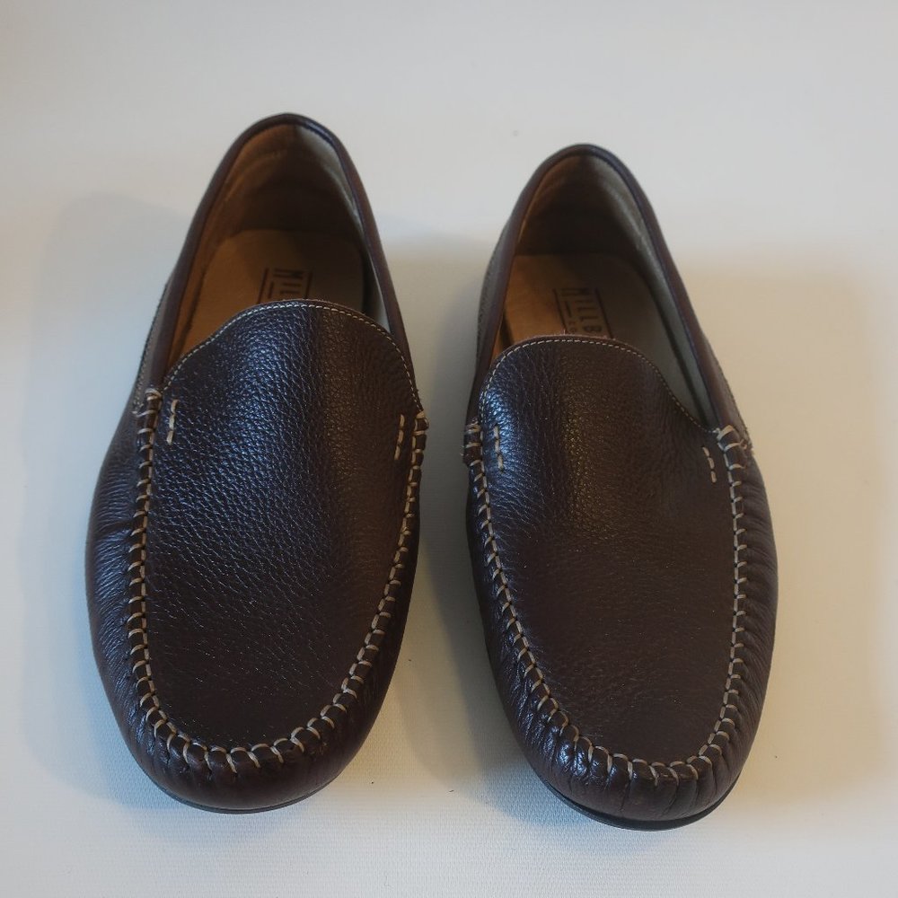 Mens Millburn Co. Brown Pebbled Leather Driving Loafer Moccasin Shoes 8.5 *